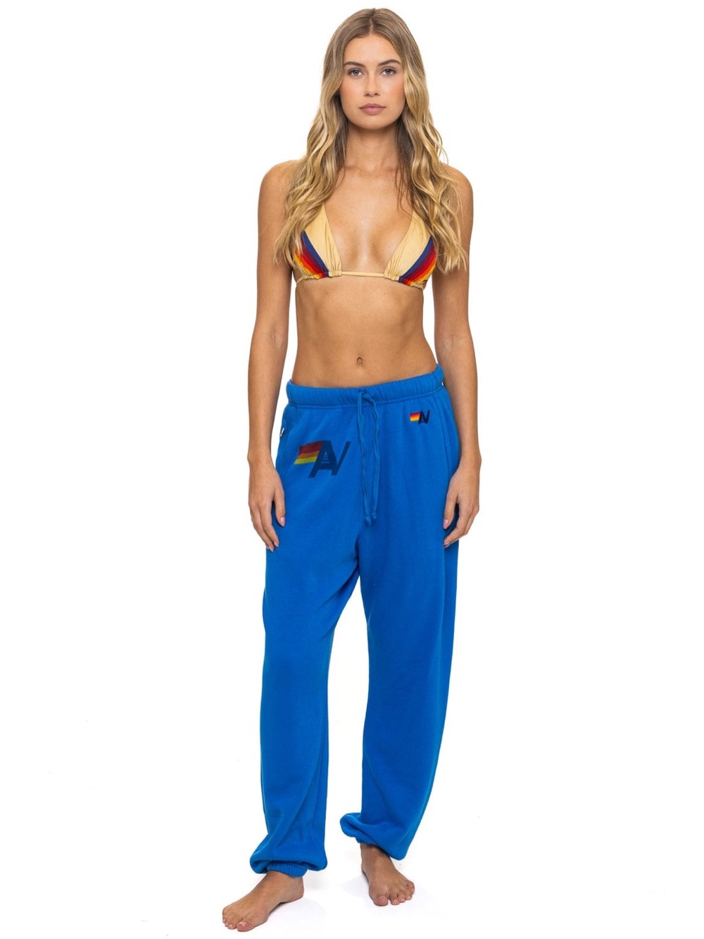 Aviator Nation Logo Print Sweatpants XL Adventure Blue Retro 70s Unisex